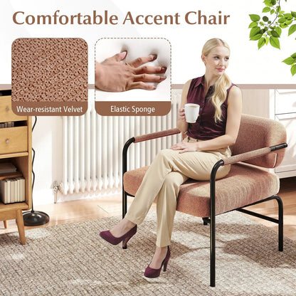 Velvet Upholstered Accent Chair with Armrests
