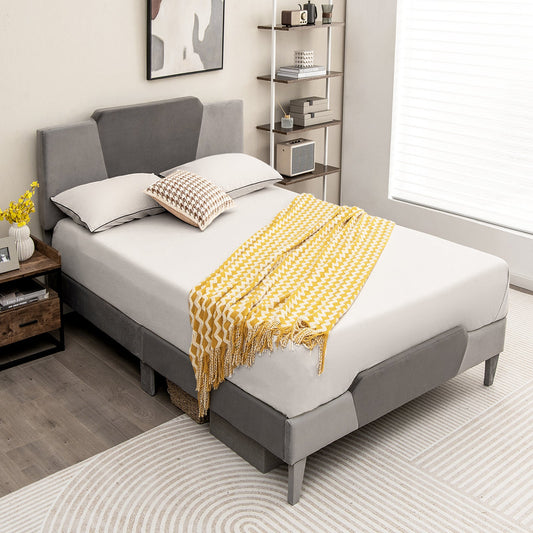 Full/Queen/Twin Velvet Upholstered Bed Frame with High Headboard-Full Size - Tampa Home & Garden Store