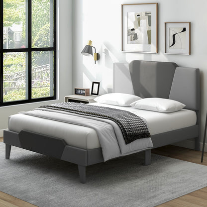 Base de cama tapizada de terciopelo Full/Queen/Twin con cabecero alto - Tamaño Full