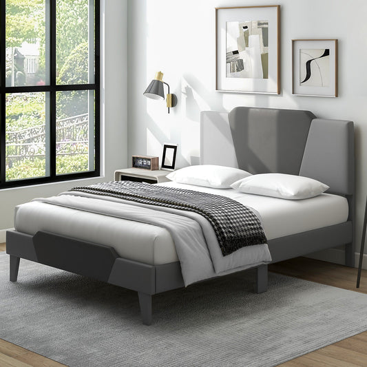 Full/Queen/Twin Velvet Upholstered Bed Frame with High Headboard-Full Size - Tampa Home & Garden Store