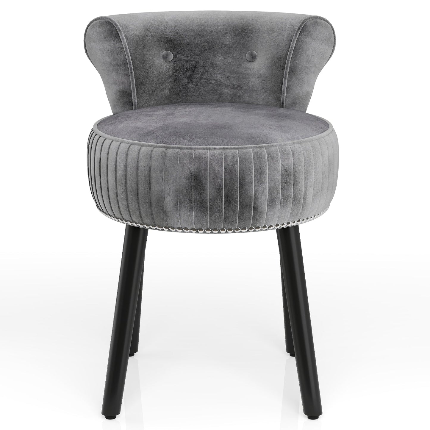 Velvet Vanity Chair with Back Upholstered Vanity Stool with Tufted Low Back and Solid Wood Legs