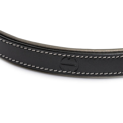 Venetian Leather Dog Leash by Halter Ego in black leather with white contrast stitching on Tampa Home & Garden Store