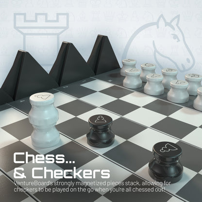 Mini Chess Noir VentureBoard chess set with white and black magnetic pieces on board on Tampa Home & Garden Store