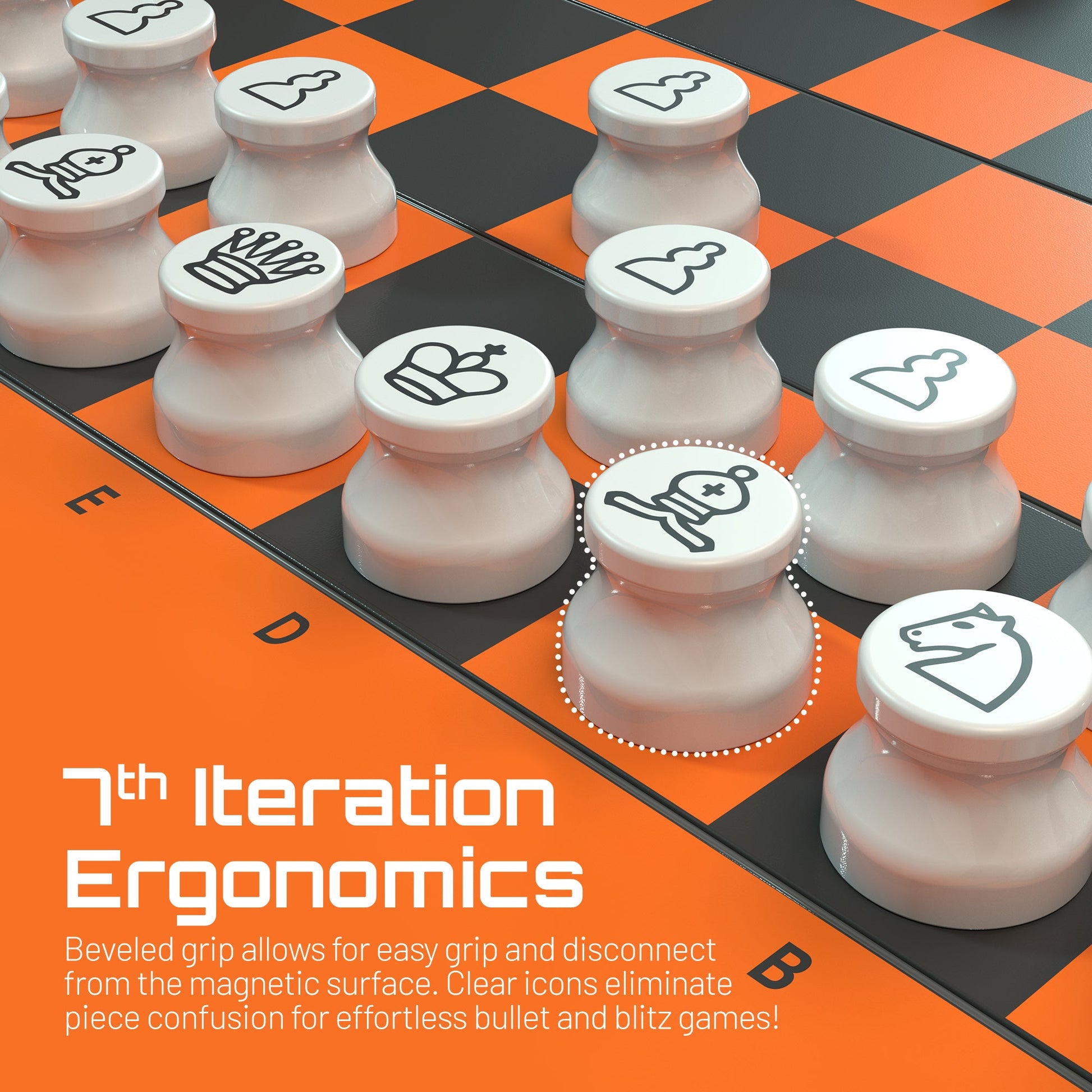 Mini Chess Fire board set by VentureBoard with white magnetic pieces on orange-black board on Tampa Home & Garden Store