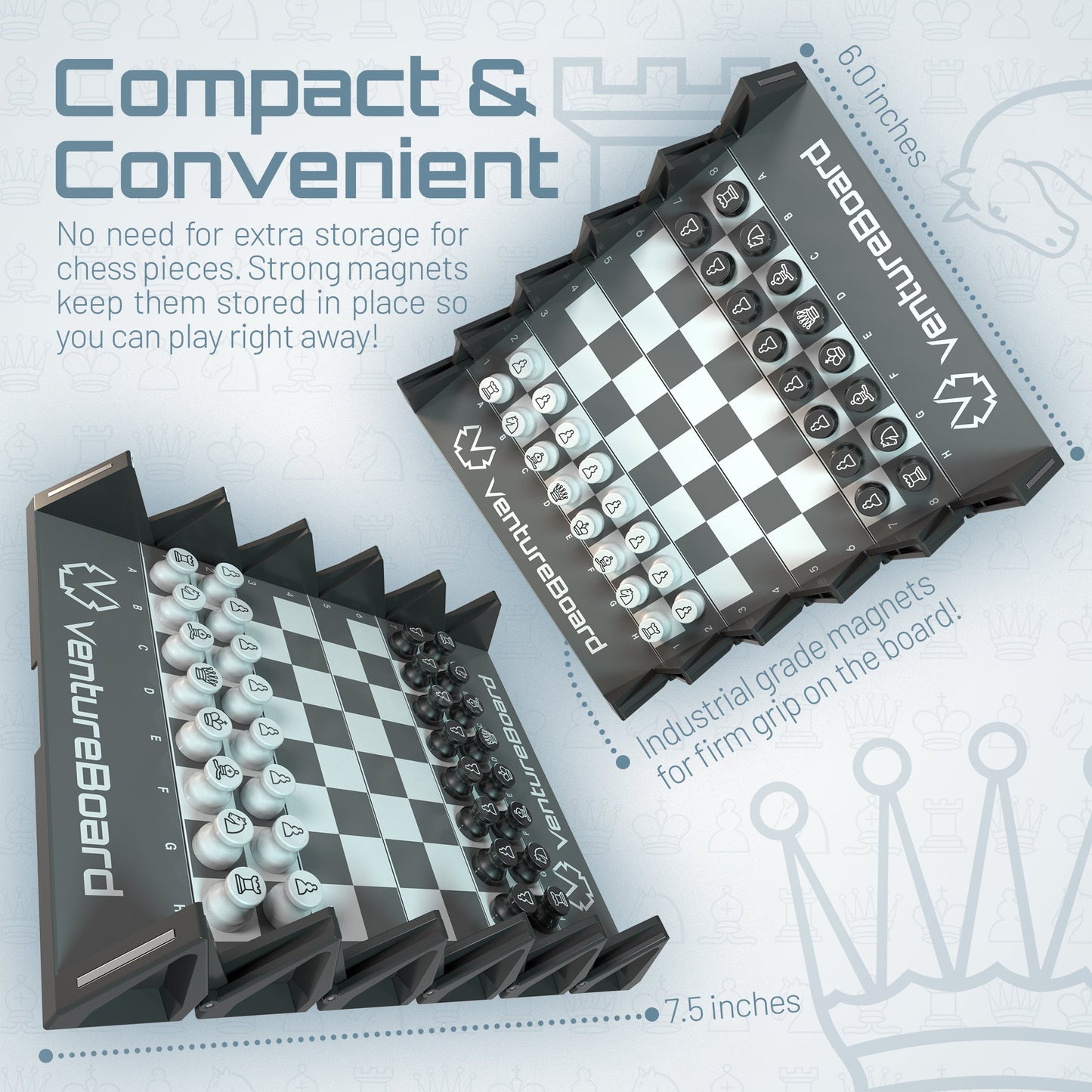 Mini Chess Noir chess set by VentureBoard, compact board game on Tampa Home & Garden Store