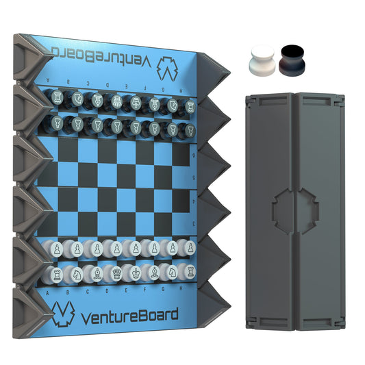 Mini Chess Skye by VentureBoard checkered board with round token pieces gray travel case Garden on Tampa Home & Garden Store