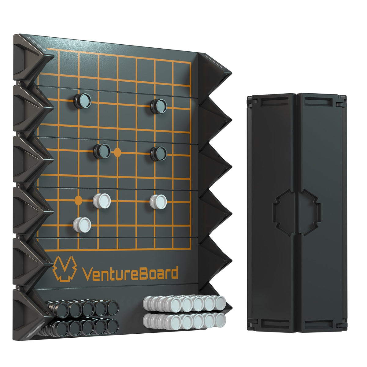 Mini Go board game by VentureBoard with gray board and orange grid and a black storage case on Tampa Home & Garden Store