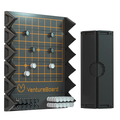 Mini Go board game by VentureBoard with gray board and orange grid and a black storage case on Tampa Home & Garden Store