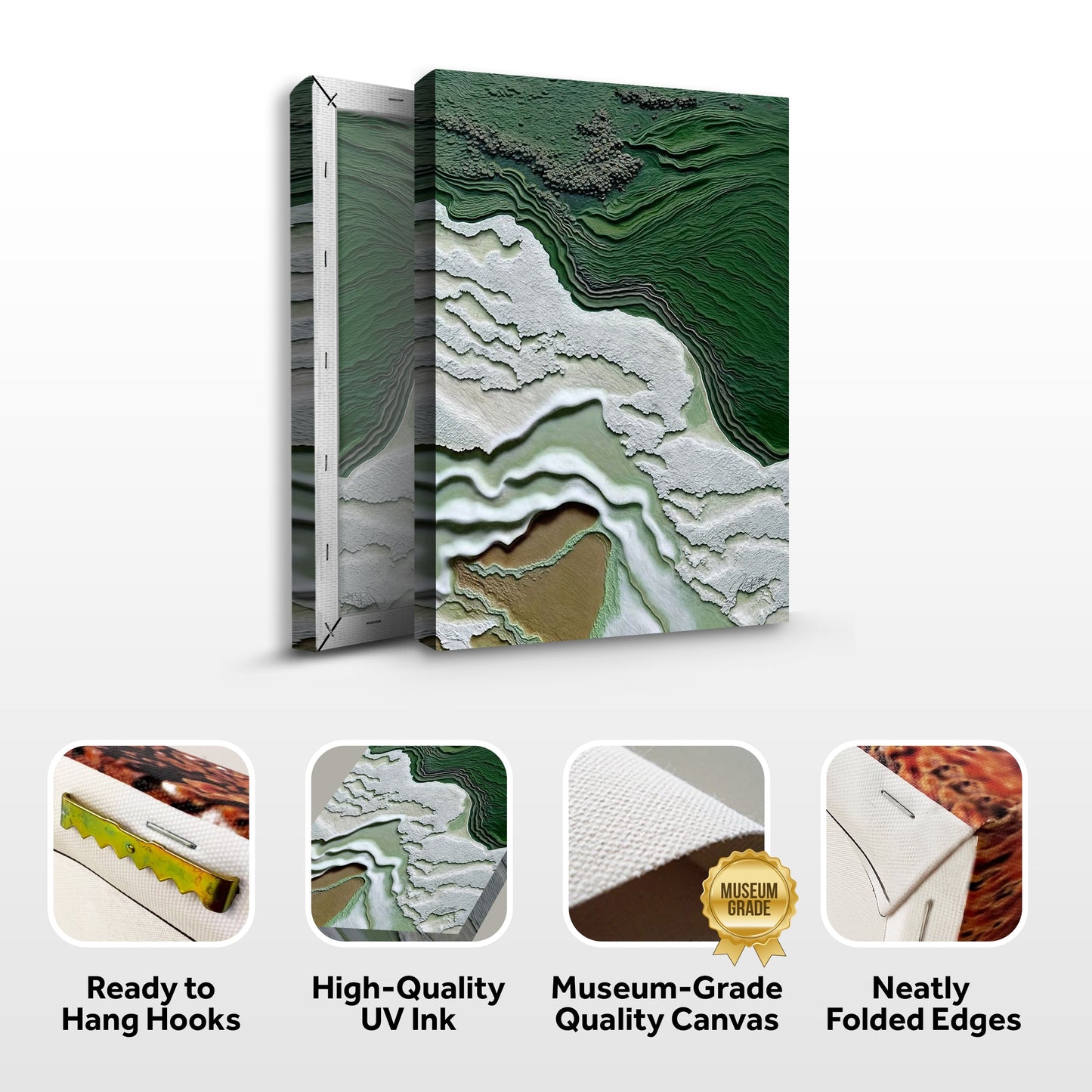 Canvas Print Verdant Cliffs by Tailored Canvases; three overlapping green panels on Tampa Home & Garden Store