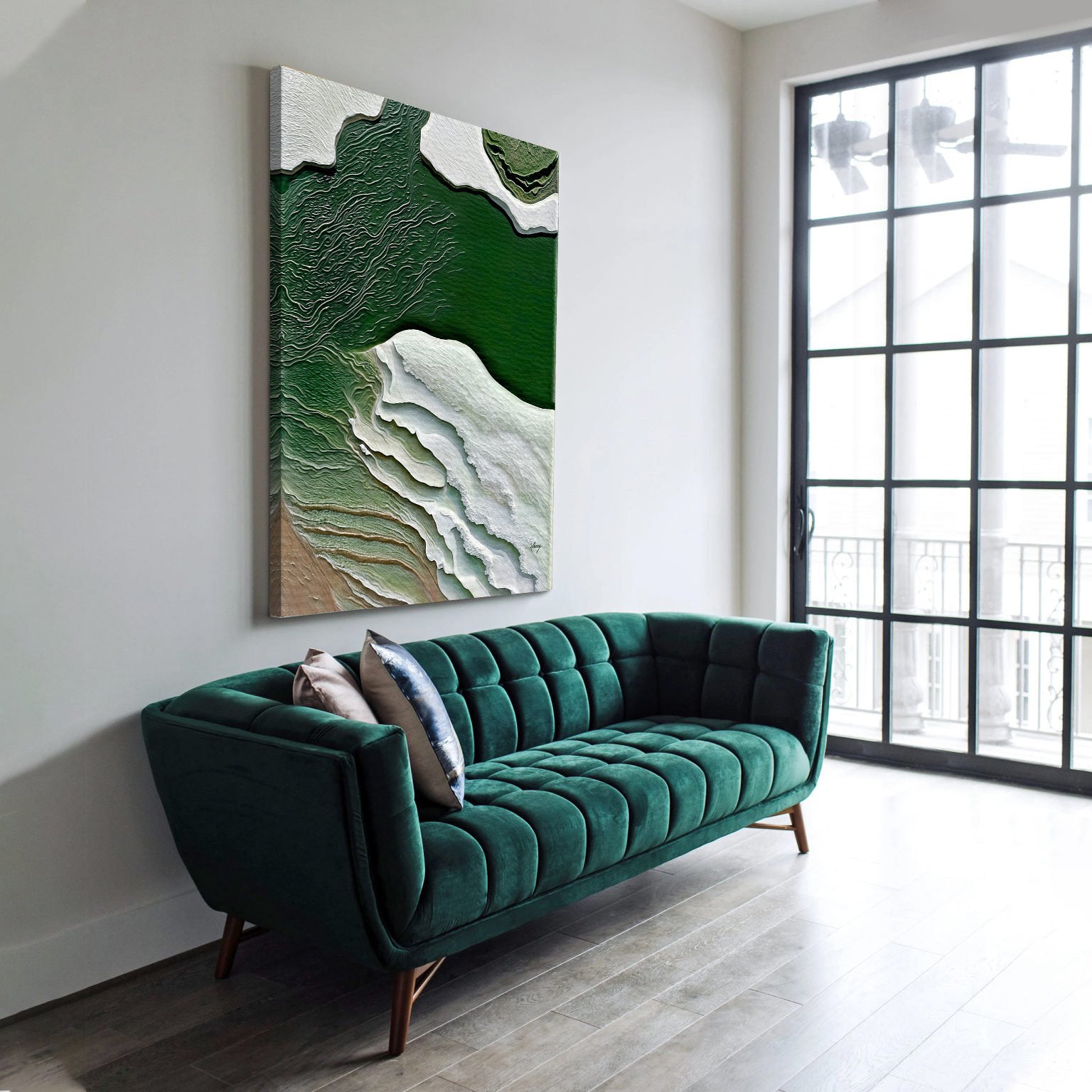 Canvas Print Verdant Cliffs II by Tailored Canvases; green layered landscape on crafting canvas on Tampa Home & Garden Store