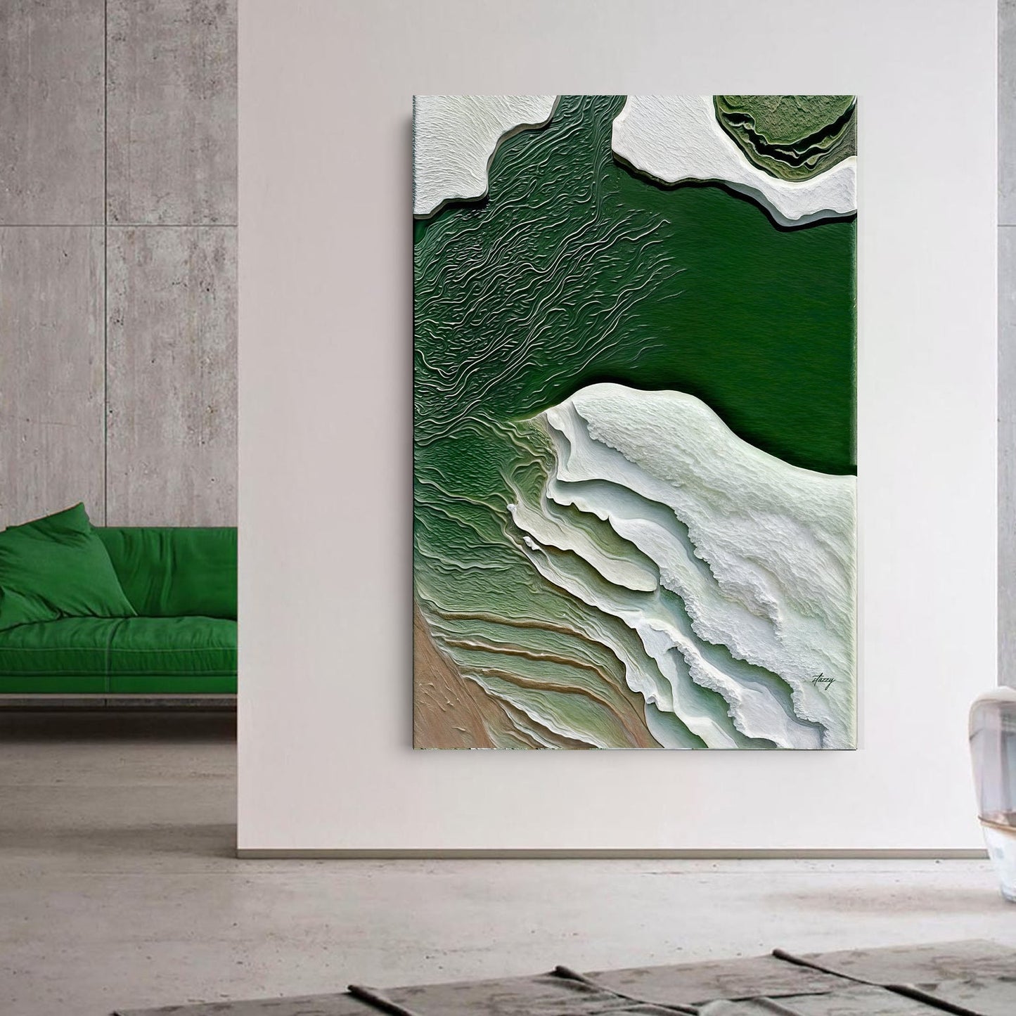 Canvas Print Verdant Cliffs II by Tailored Canvases; green and white cliff textures on Tampa Home & Garden Store