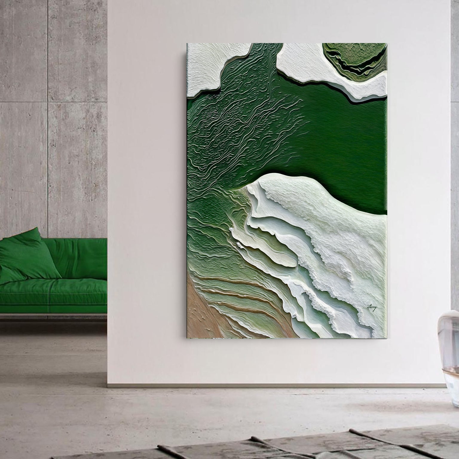 Canvas Print Verdant Cliffs II by Tailored Canvases; green and white cliff textures on Tampa Home & Garden Store