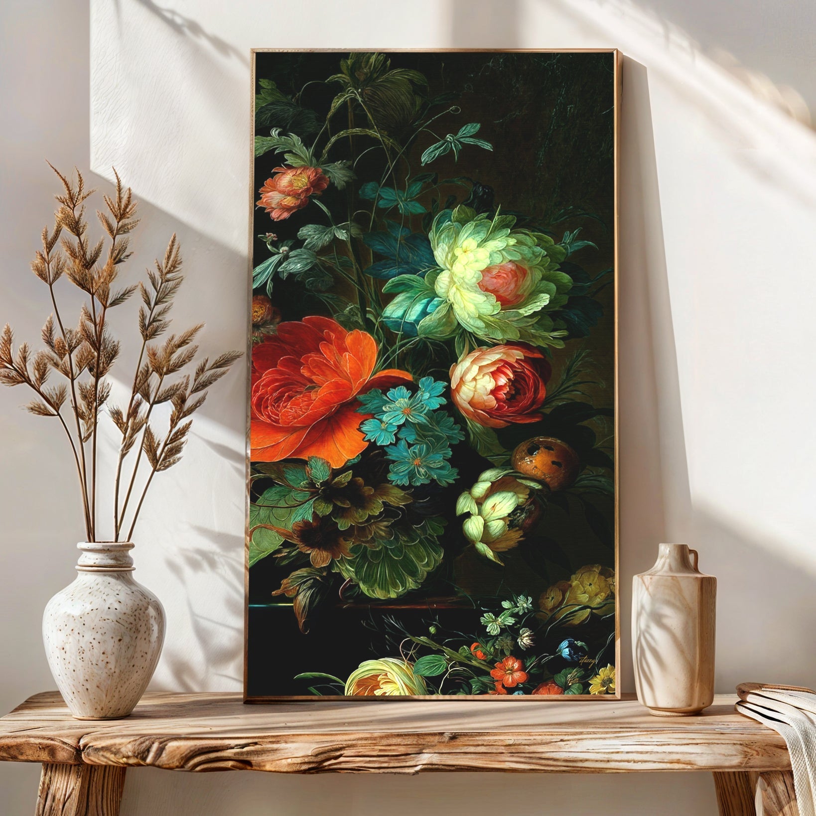Canvas Print Verdant Elegance by Tailored Canvases; lush florals on dark canvas on Tampa Home & Garden Store