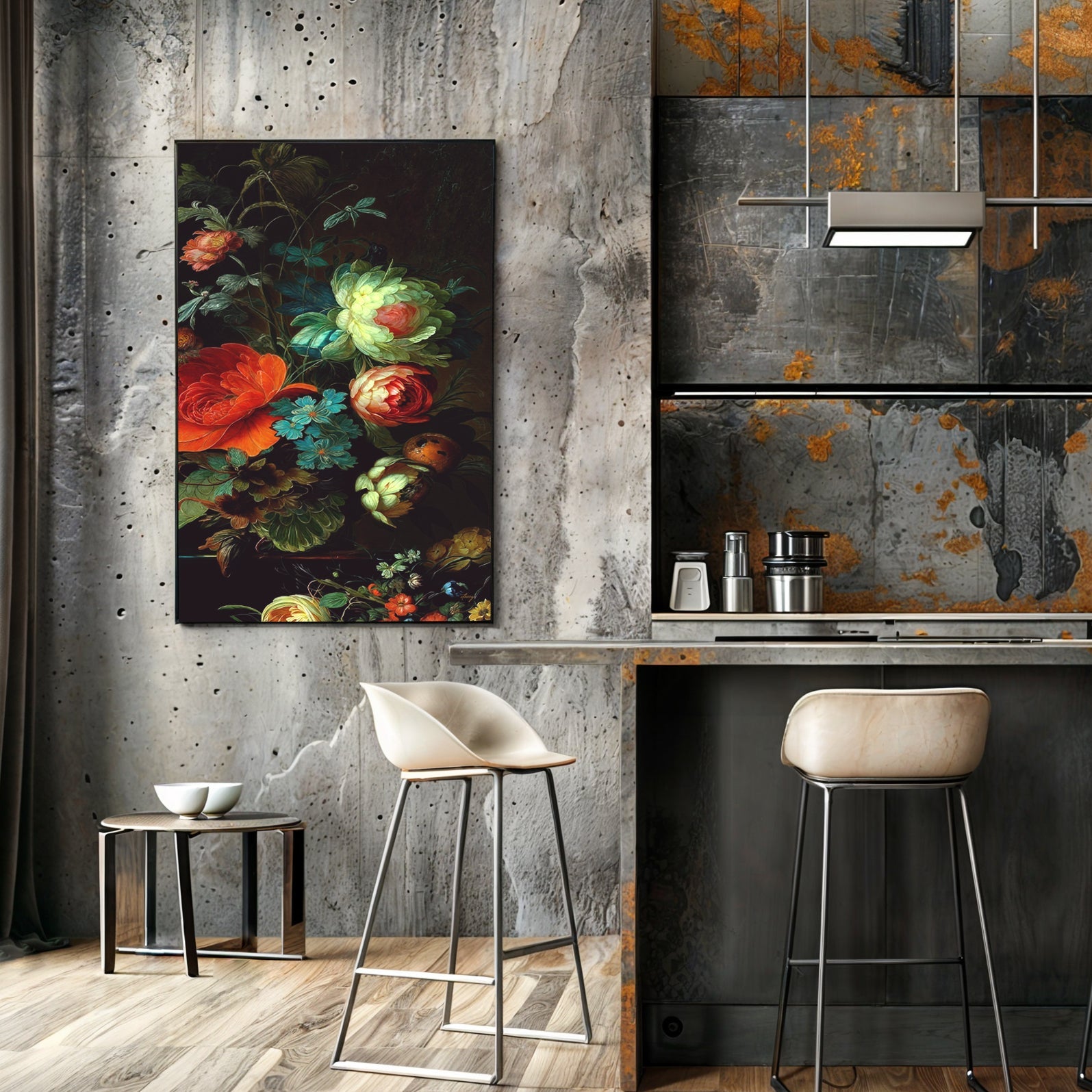 Canvas Print Verdant Elegance by Tailored Canvases, vibrant floral bouquet on dark backdrop on Tampa Home & Garden Store