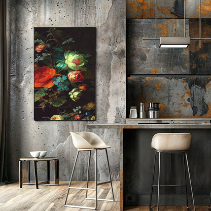 Canvas Print Verdant Elegance by Tailored Canvases, vibrant floral bouquet on dark backdrop on Tampa Home & Garden Store