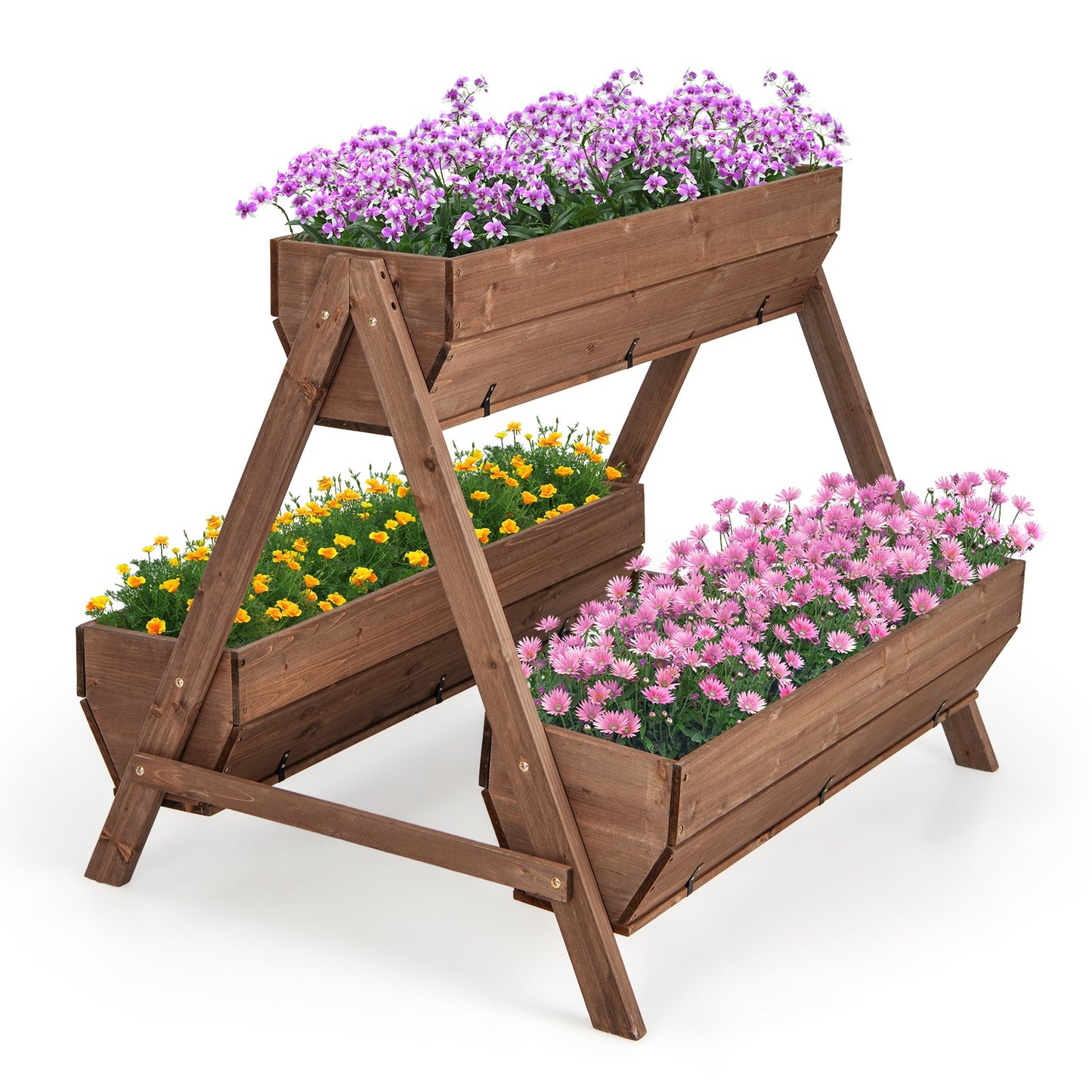Vertical Raised Garden bed with 3 Wooden Planter Boxes-S