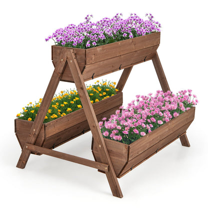 Vertical Raised Garden bed with 3 Wooden Planter Boxes-S