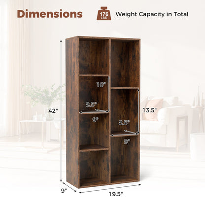 Vertical or Horizontal Freestanding Bookshelf with 7 Compartments