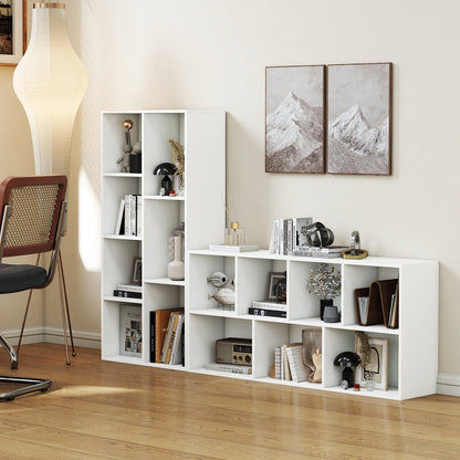 Vertical or Horizontal Freestanding Bookshelf with 7 Compartments
