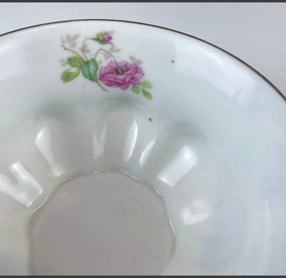 Very Light Weight Porcelain Cup and Saucer. M&K Austria. Delicate Rose Garlands and Scalloped Edges. Heart Shaped Handle. Gift for Her. - Tampa Home & Garden Store
