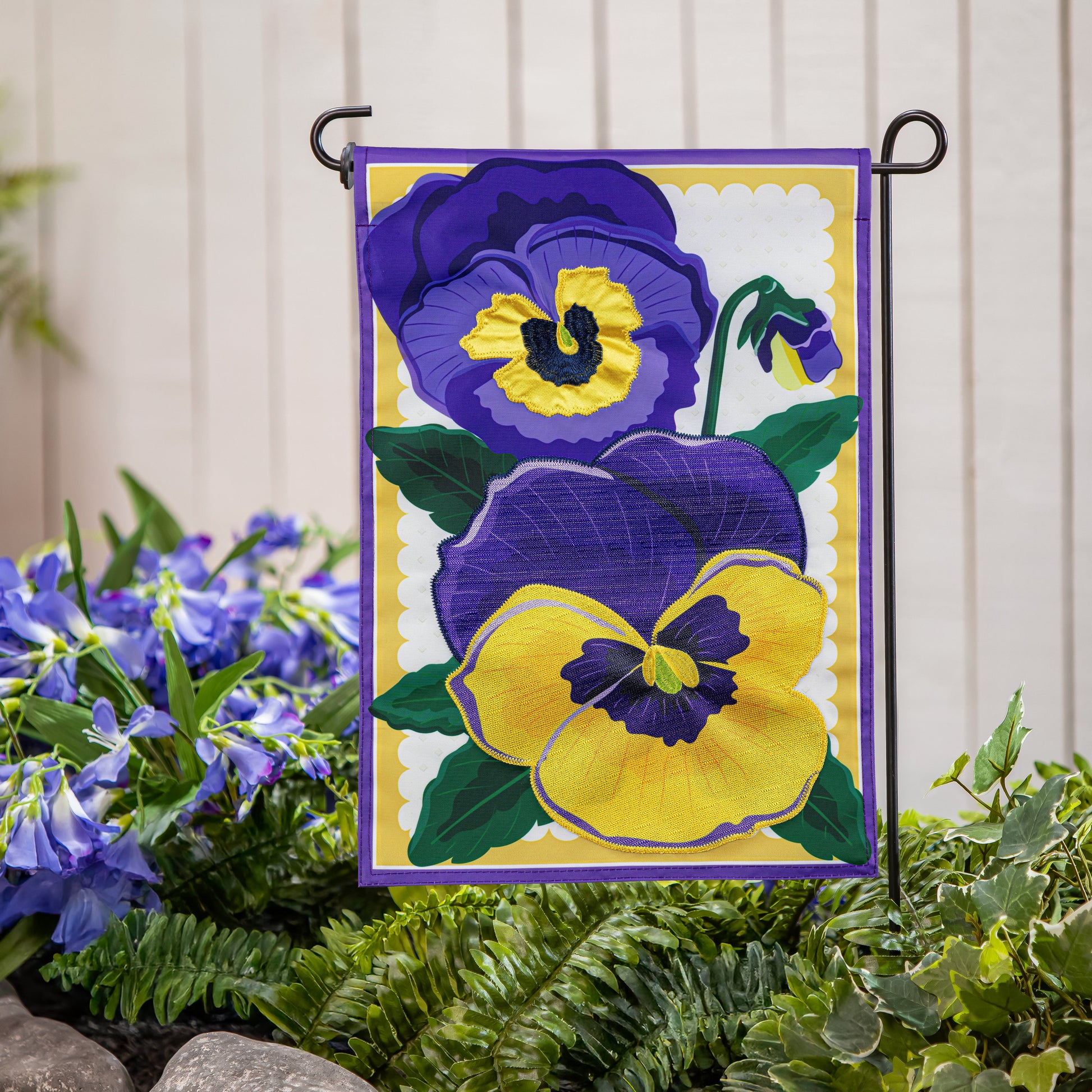 Vibrant Pansies Applique Garden Flag - Tampa Home & Garden Store