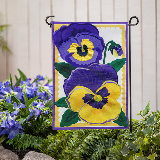 Vibrant Pansies Applique Garden Flag - Tampa Home & Garden Store