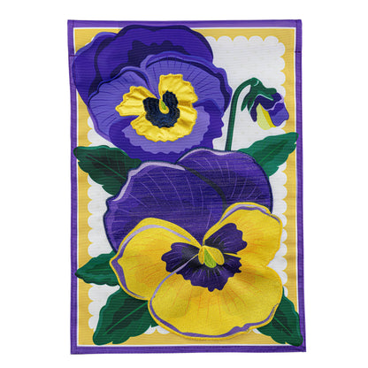 Vibrant Pansies Applique Garden Flag - Tampa Home & Garden Store