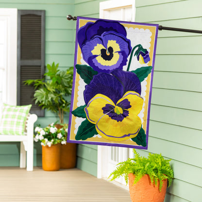 Vibrant Pansies Applique House Flag - Tampa Home & Garden Store