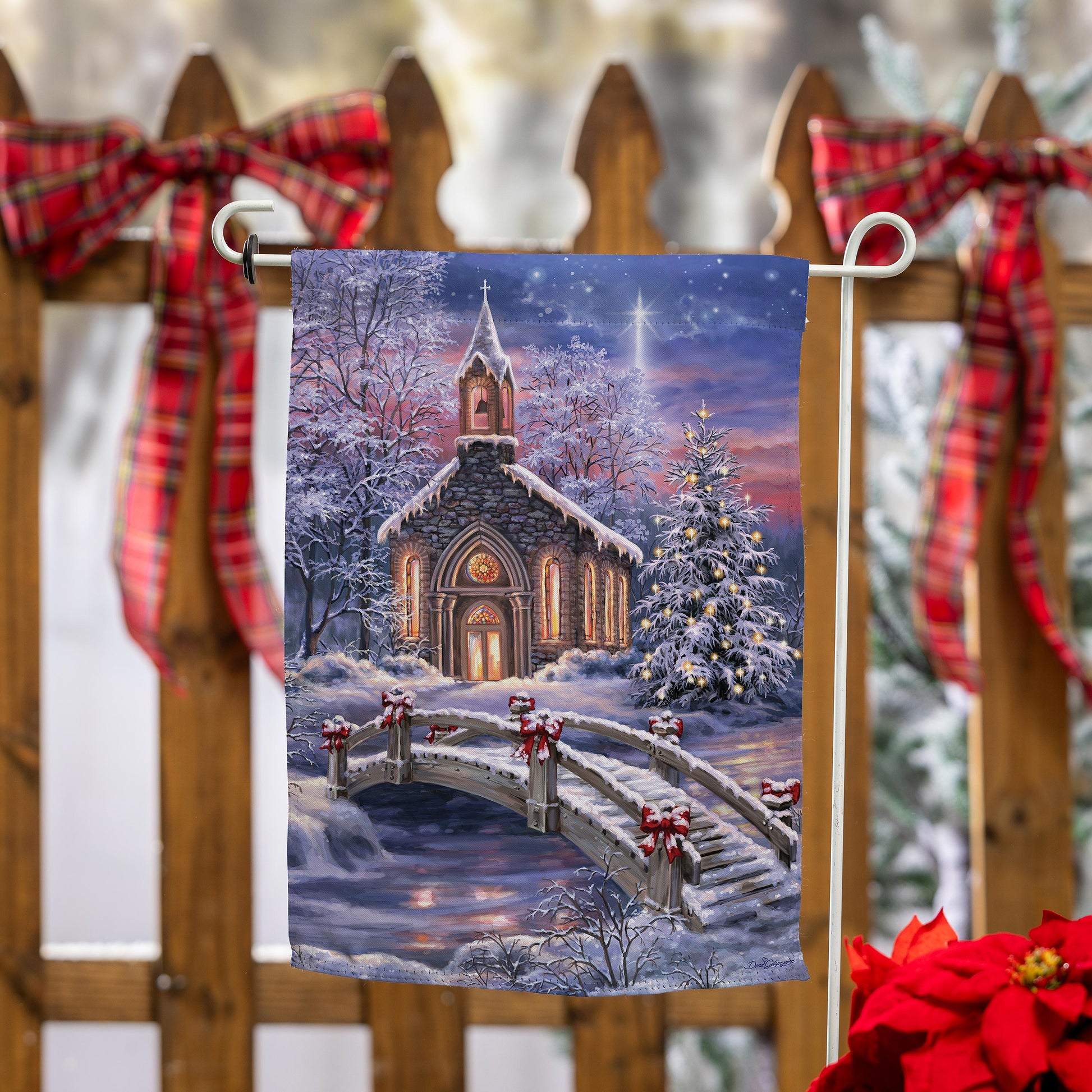Vibrant Winter Church Suede Garden Flag - Tampa Home & Garden Store