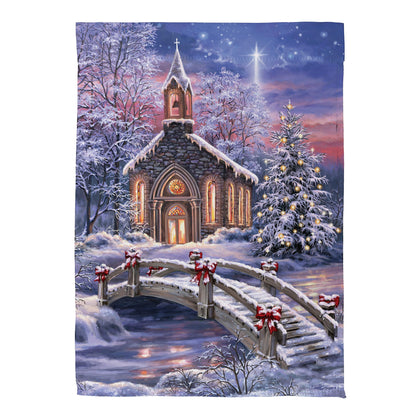 Vibrant Winter Church Suede House Flag - Tampa Home & Garden Store
