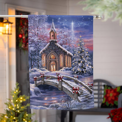 Vibrant Winter Church Suede House Flag - Tampa Home & Garden Store