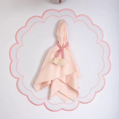 Napkins solid cotton cloth napkin in blush pink with tassel tie by Talah Home on Tampa Home & Garden Store