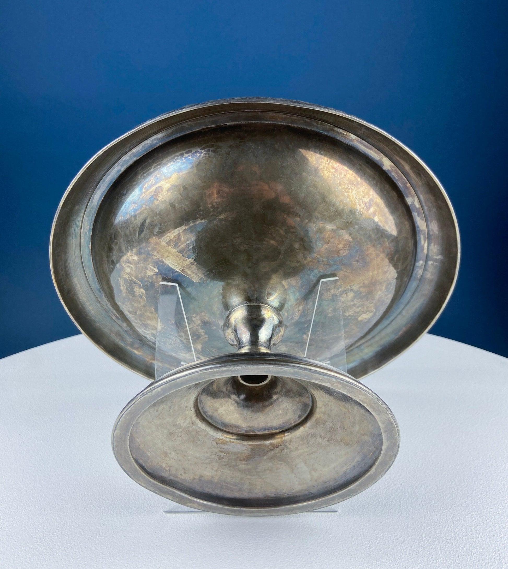 Victorian Silver Plated Fruit Pedestal with Handle. Bridal Basket. Stunning Butterflies & Flowers Relief. Table Holiday Centerpiece. - Tampa Home & Garden Store