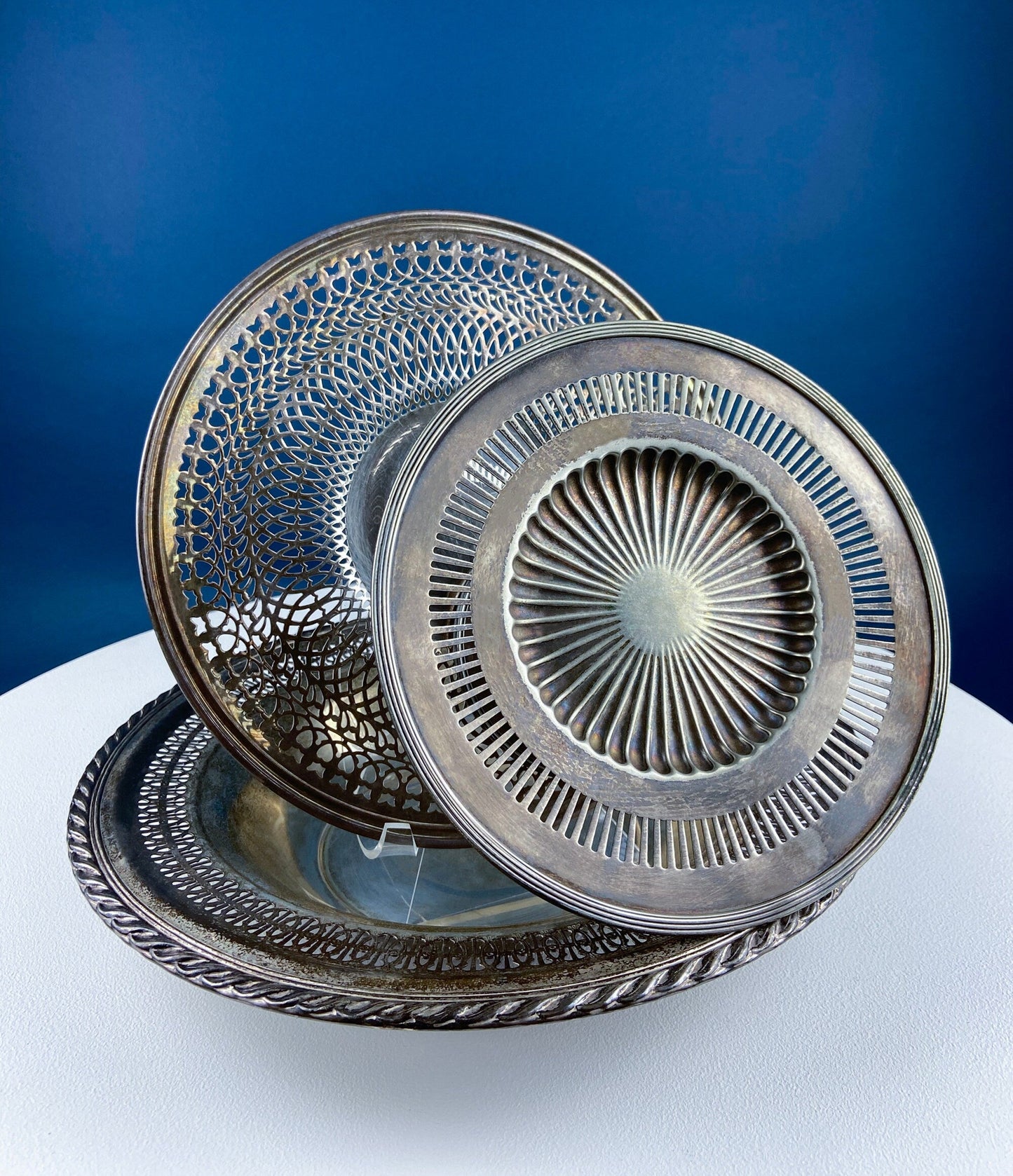 Victorian Silver Plated Fruit Pedestal with Handle. Bridal Basket. Stunning Butterflies & Flowers Relief. Table Holiday Centerpiece. - Tampa Home & Garden Store