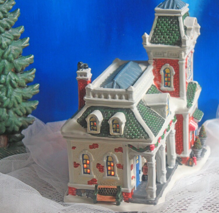 Victorian Train Station. Illuminated Christmas Village House. Potterville Station. Holiday Time. Holiday Decor. - Tampa Home & Garden Store
