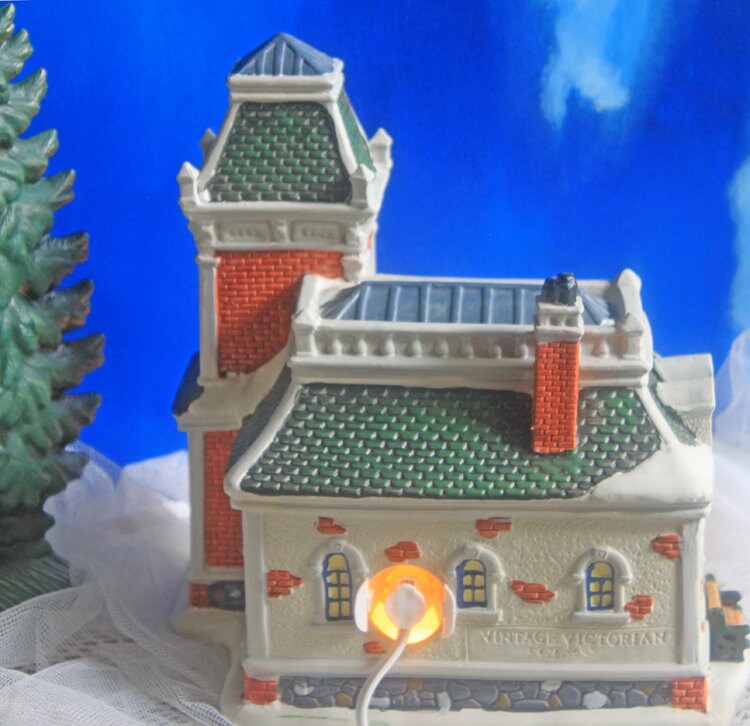 Victorian Train Station. Illuminated Christmas Village House. Potterville Station. Holiday Time. Holiday Decor. - Tampa Home & Garden Store