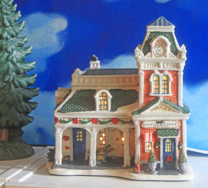 Victorian Train Station. Illuminated Christmas Village House. Potterville Station. Holiday Time. Holiday Decor. - Tampa Home & Garden Store