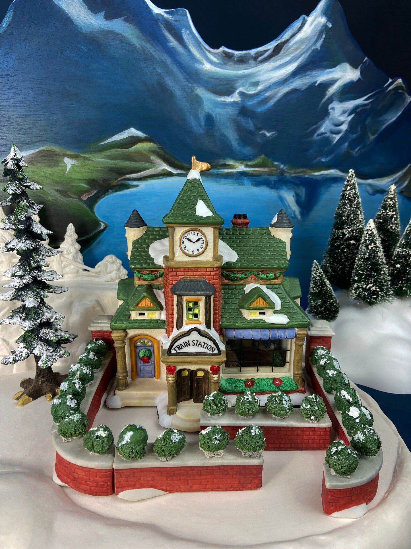 Victorian Train Station. Illuminated Christmas Village House. Potterville Station. Holiday Time. Holiday Decor. - Tampa Home & Garden Store