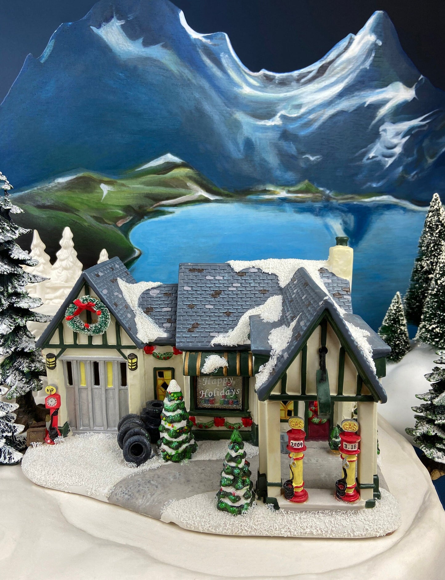 Victorian Train Station. Illuminated Christmas Village House. Potterville Station. Holiday Time. Holiday Decor. - Tampa Home & Garden Store
