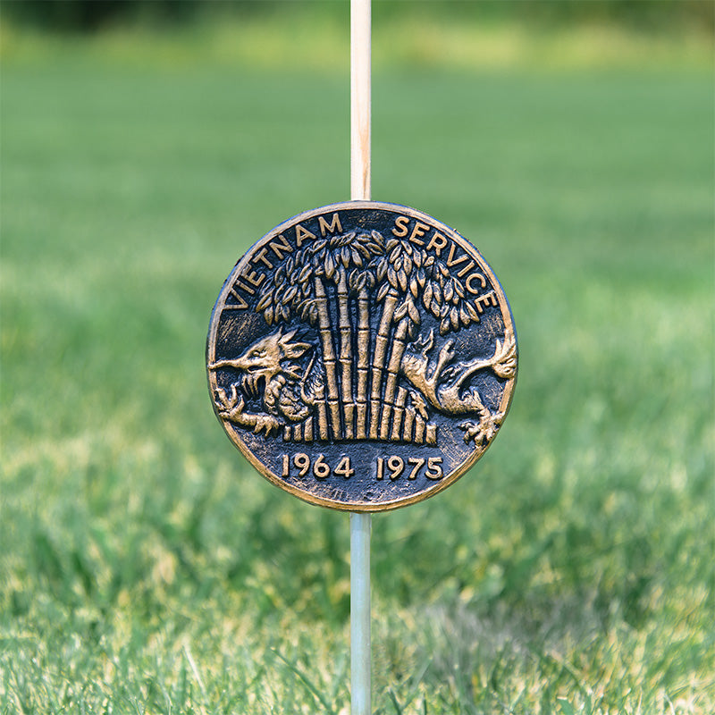 Vietnam Service Grave Marker & Flag Holder with Aluminum Ground Spike | Made in USA - Tampa Home & Garden Store