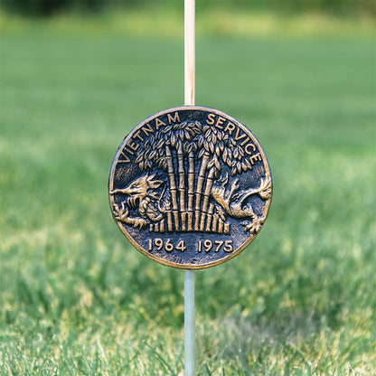 Vietnam Service Grave Marker & Flag Holder with Aluminum Ground Spike | Made in USA - Tampa Home & Garden Store