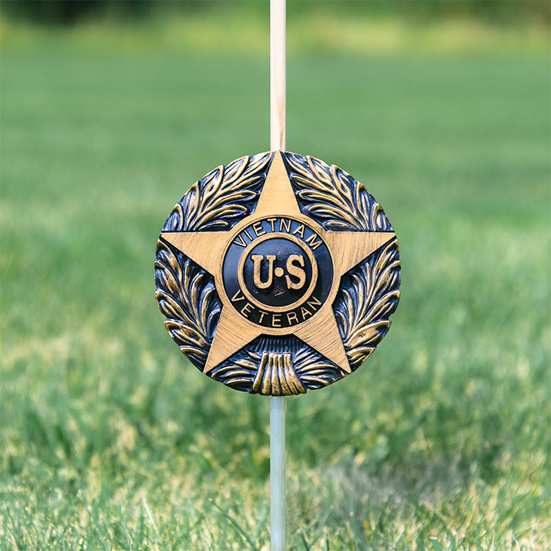 Vietnam Veteran Grave Marker & Flag Holder with Aluminum Ground Spike | Made in USA - Tampa Home & Garden Store