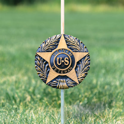 Vietnam Veteran Grave Marker & Flag Holder with Aluminum Ground Spike | Made in USA - Tampa Home & Garden Store