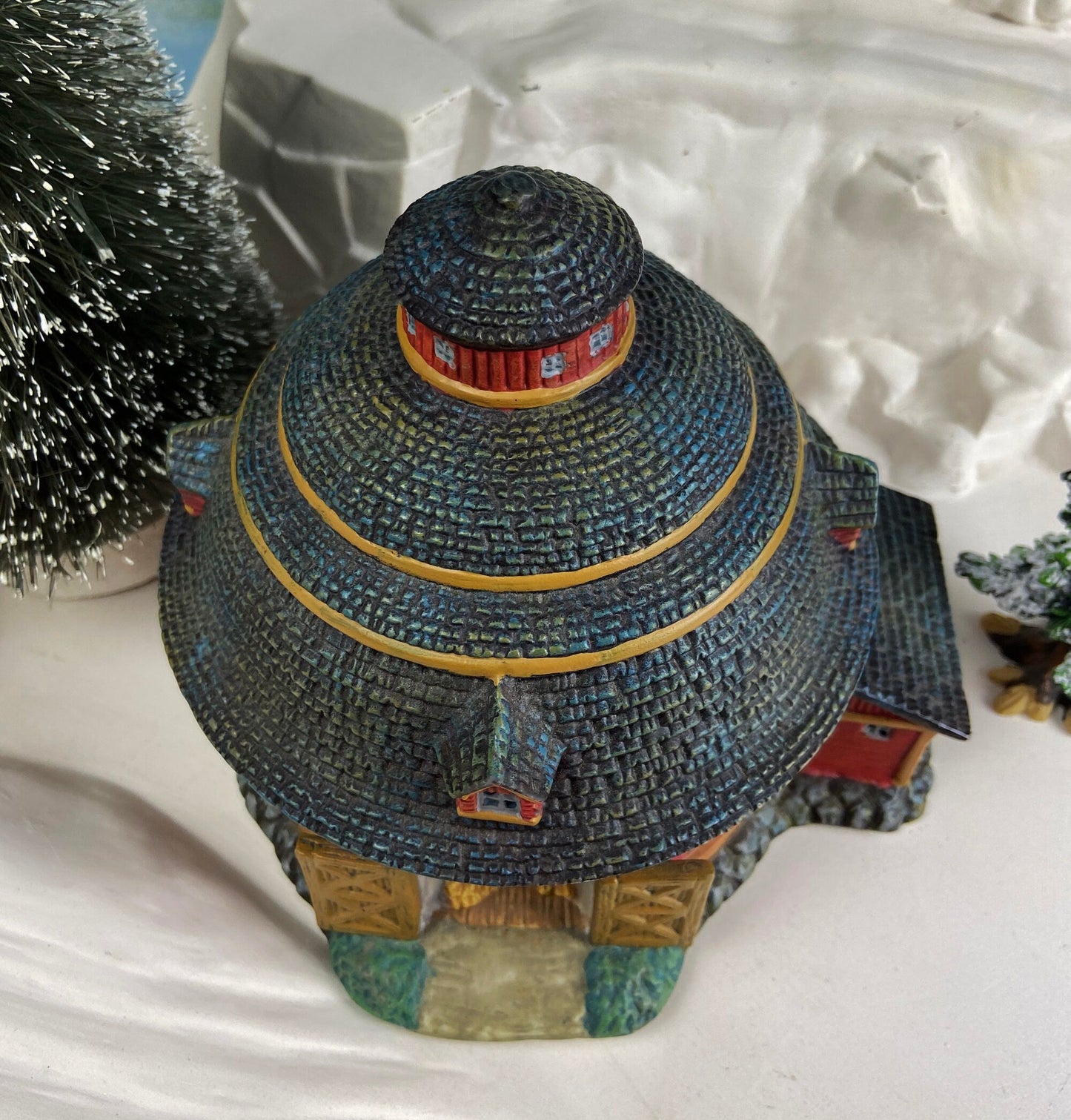 Village Accessories by Lang and Wise.  Red Round Barn. Town Hall Collectibles. Artwork of Linda Nelson Stock. - Tampa Home & Garden Store