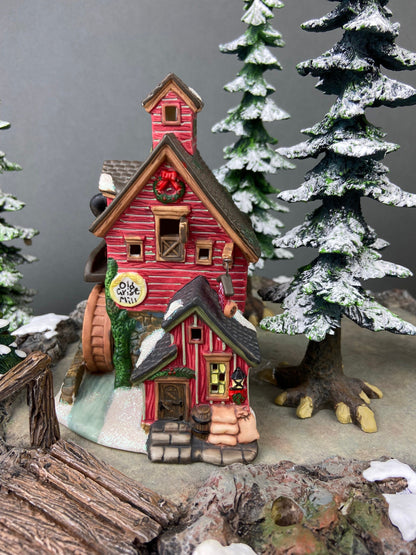 Village Accessories by Lang and Wise.  Red Round Barn. Town Hall Collectibles. Artwork of Linda Nelson Stock. - Tampa Home & Garden Store