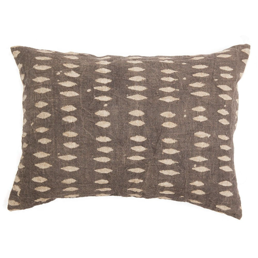 Vina Linen Block Print Throw Pillow Cover, Sand - Tampa Home & Garden Store
