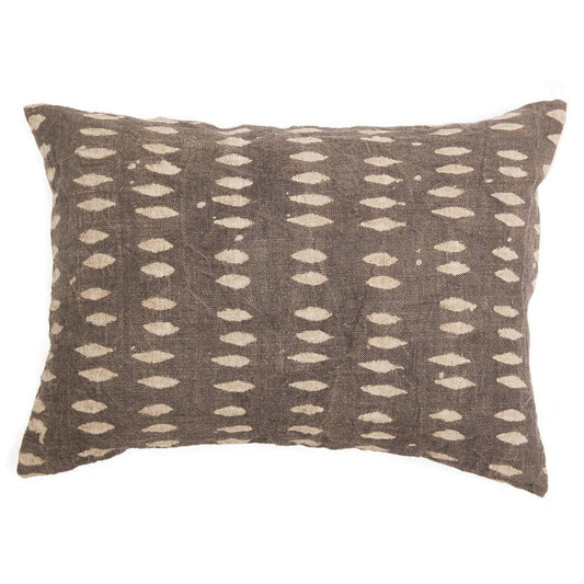 Vina Linen Block Print Throw Pillow Cover, Sand - Tampa Home & Garden Store