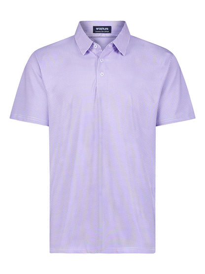 Vineyard Polo shirt by White Water Life in lavender purple gingham, short sleeves on Tampa Home & Garden Store
