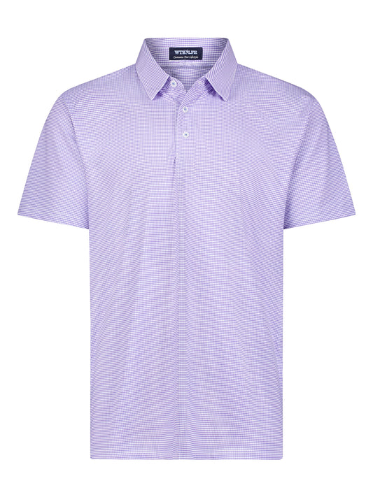 Vineyard Polo shirt by White Water Life in lavender purple gingham, short sleeves on Tampa Home & Garden Store