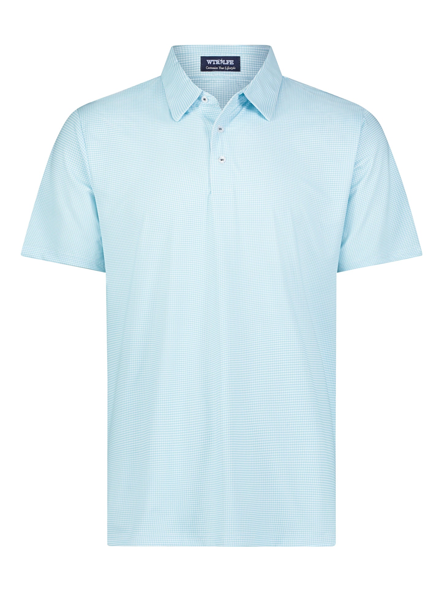 Vineyard Polo by White Water Life in light blue gingham on Tampa Home & Garden Store